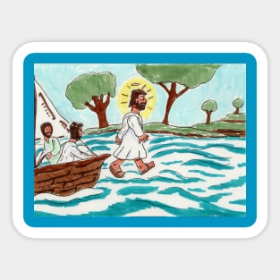 Jesus Walking on Water Sticker